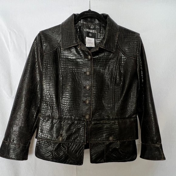 VINTAGE CHANEL faux crocodile jacket - Picture 1 of 7